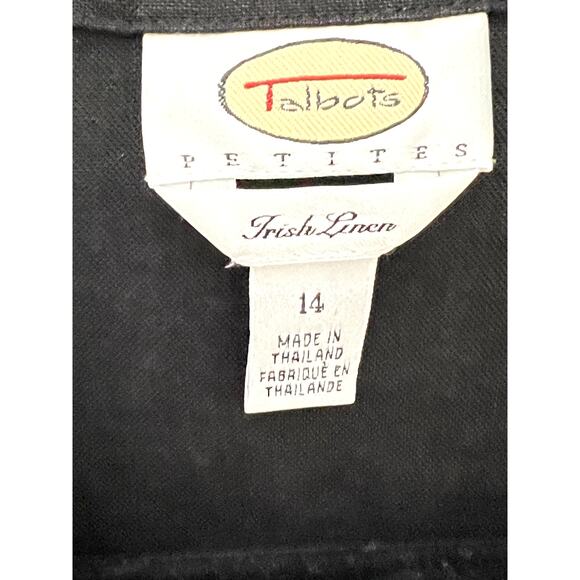 Talbots womens size 14 top black 100% Irish linen button-up - Picture 6 of 8
